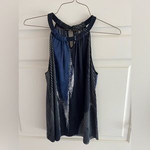 ELIE TAHARI Abstract Print Satin Tank Top
